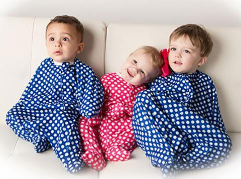 three kids with polkadot zipadee-zip