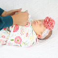 Load image into Gallery viewer, Sleeping Baby Zippy Swaddle safe sleep cotton swaddle Pink Poppy