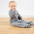 Load image into Gallery viewer, #Baby wearing Heather Grey Zipadee-Zip swaddle transition