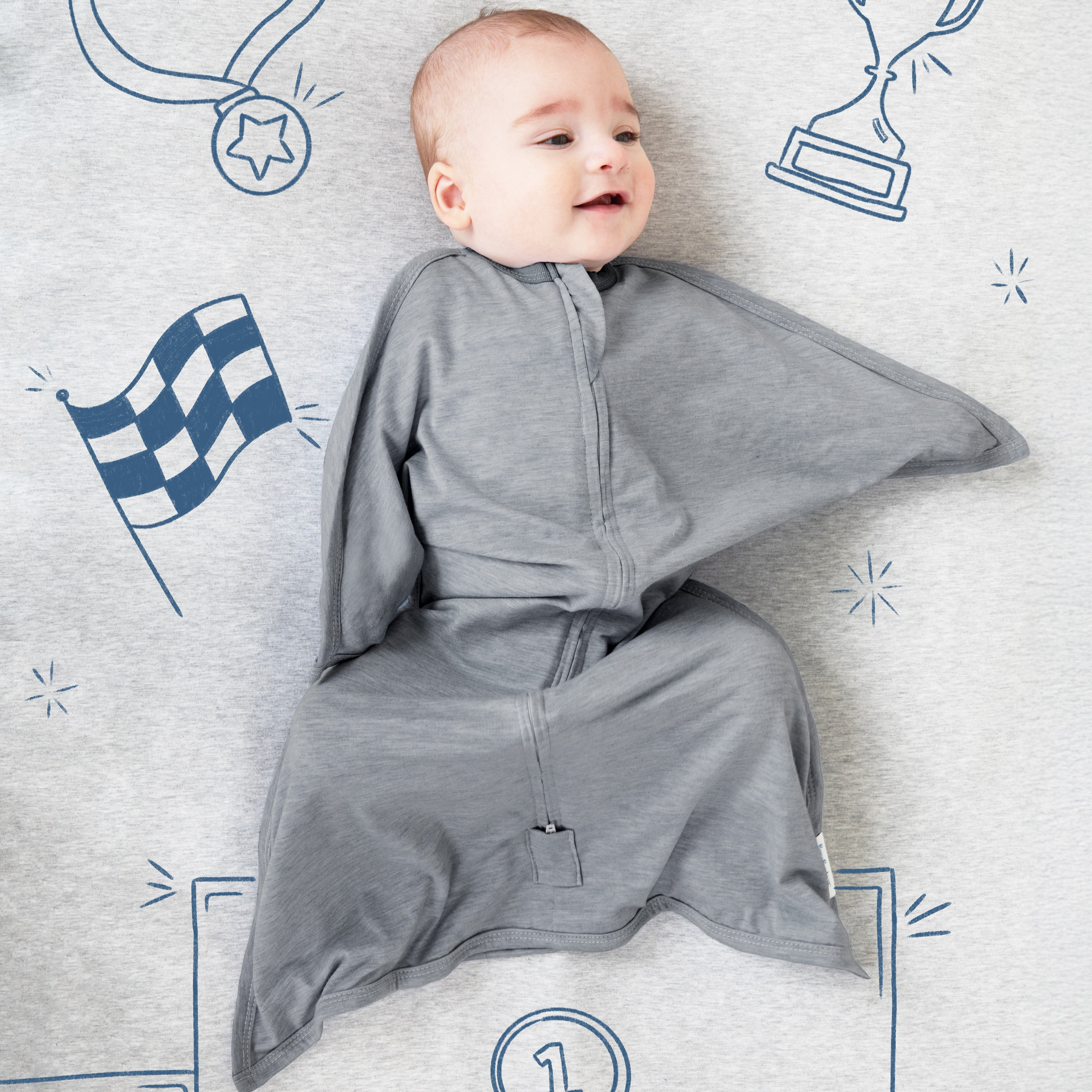 Hall of Fame Grey Heather Zipadee-Zip Swaddle Transition (Bundle of 2)