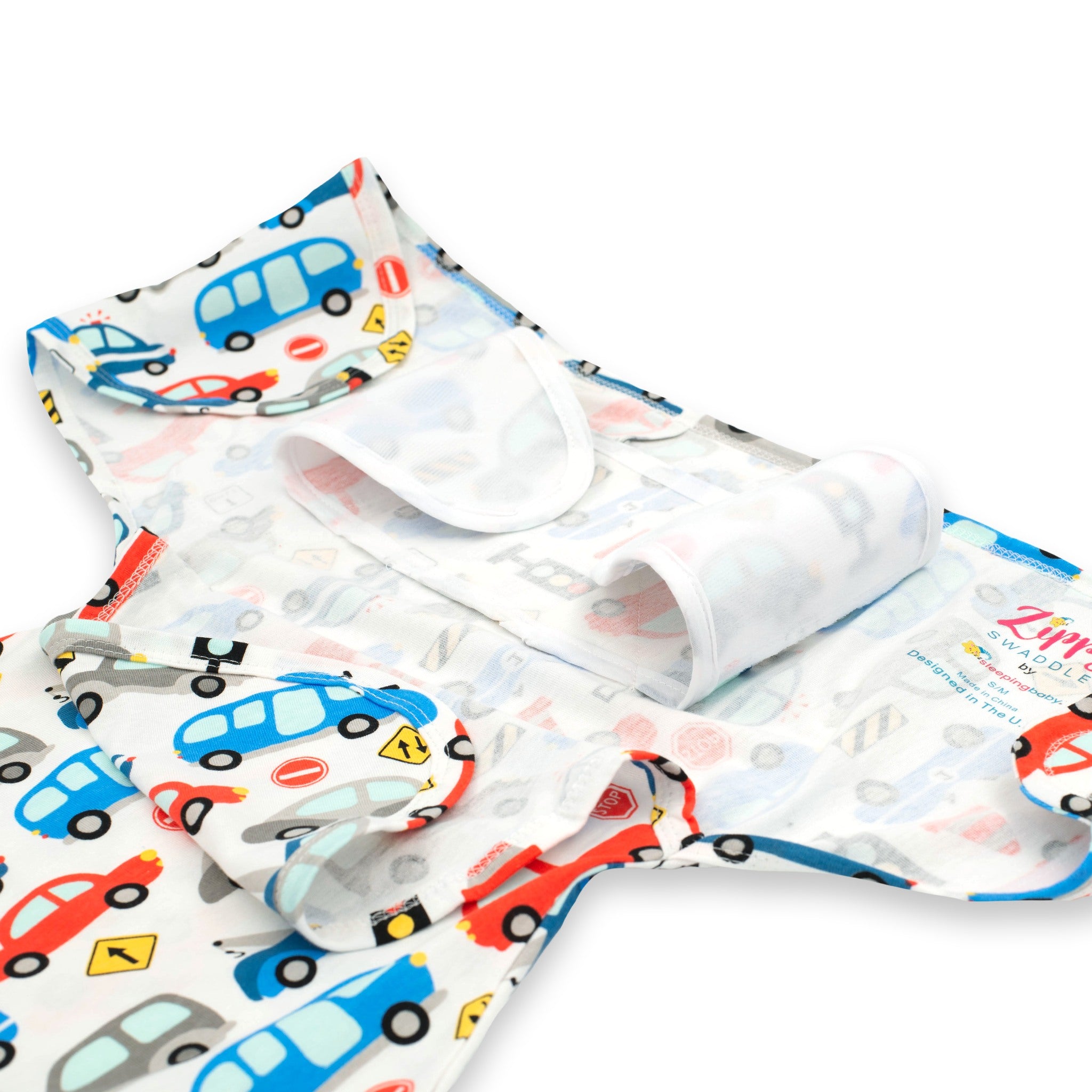 Sleeping Baby Zippy Swaddle safe sleep cotton swaddle Busy Town
