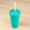 Load image into Gallery viewer, 10 oz Straw Cup with No Pull-Out Silicone Straw USA Made from Recycled Materials
