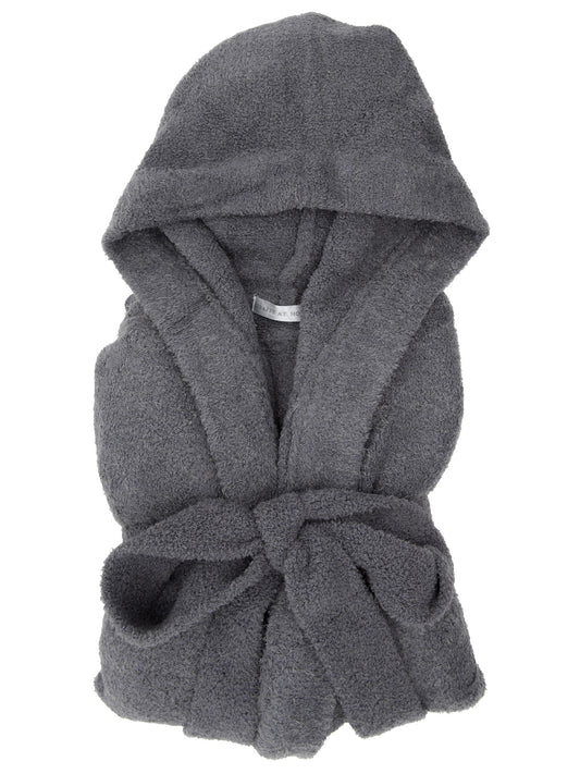 Little Giraffe Dolce™ Ultra-Soft Cream Hooded Robe - Charcoal - Blooming Baby