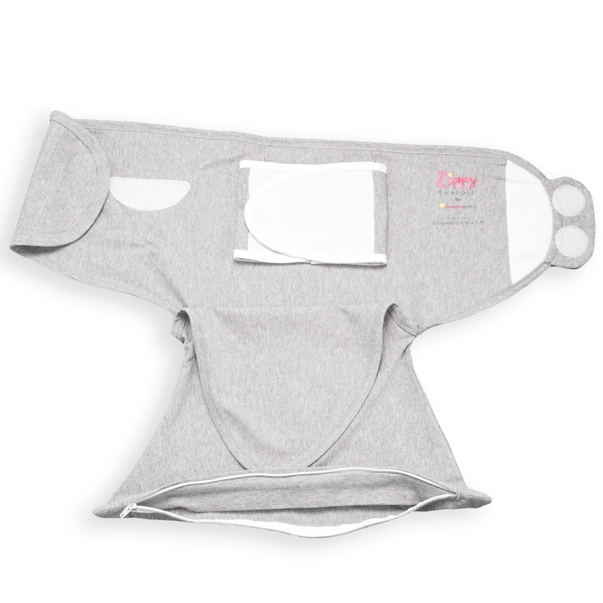Sleeping Baby Zippy Swaddle safe sleep cotton swaddle Classic Heather