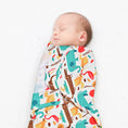 Load image into Gallery viewer, Sleeping Baby Zippy Swaddle safe sleep cotton swaddle Modern Animals
