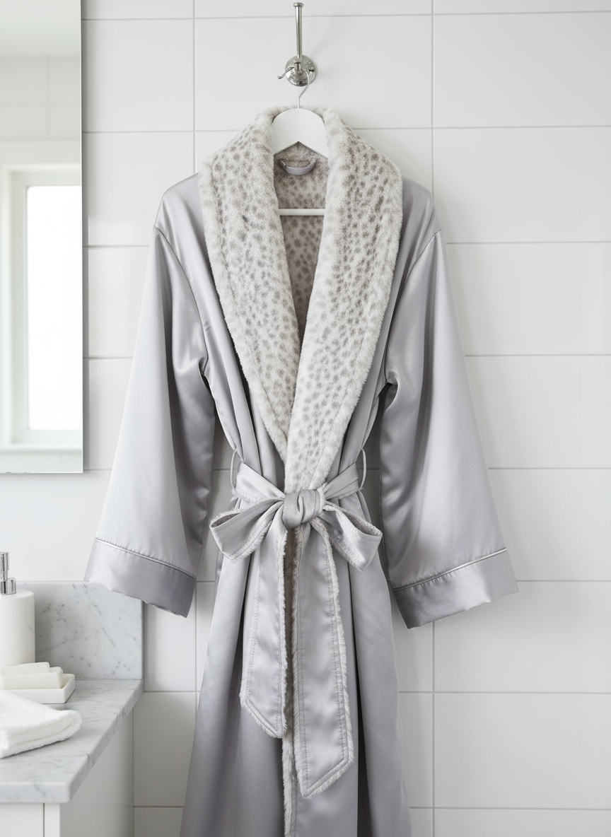 Little Giraffe Luxe™ Satin Snow Leopard Robe - Blooming Baby