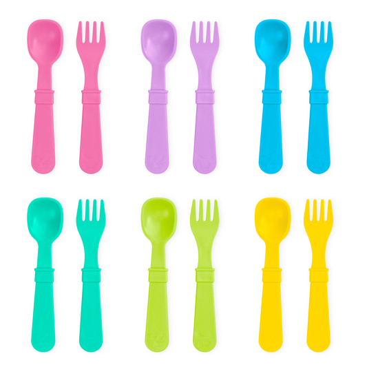 Toddler Utensil Set - Made in the USA from Recycled Milk Jugs - Set of Six
