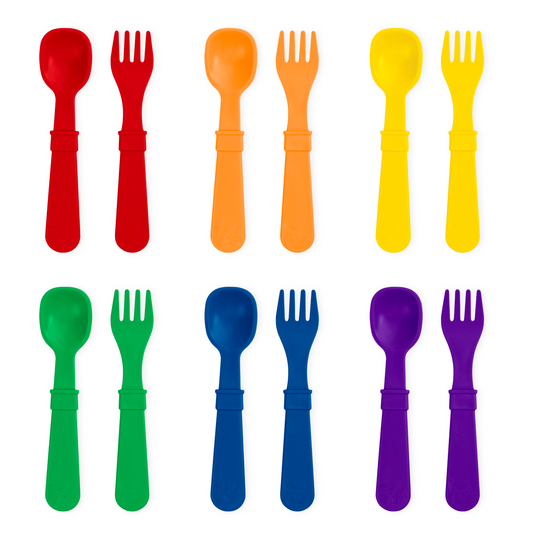 Toddler Utensil Set - Made in the USA from Recycled Milk Jugs - Set of Six