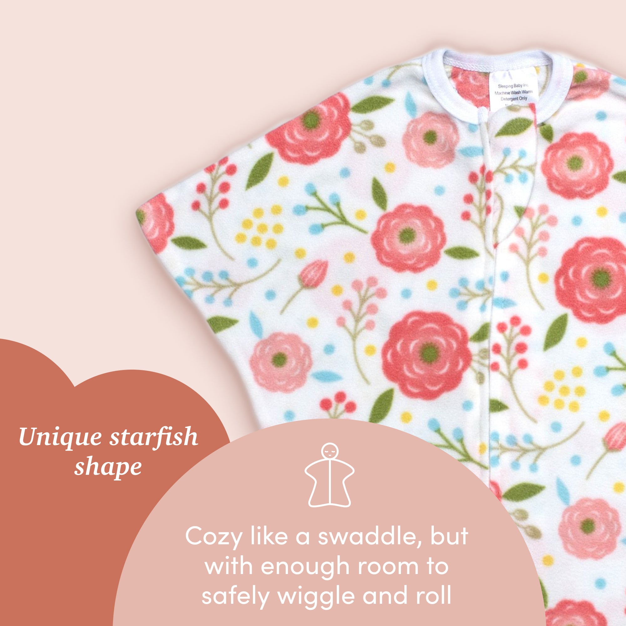 Sleeping Baby Pink Poppy Zipadee-Zip Swaddle Transition - Fleece
