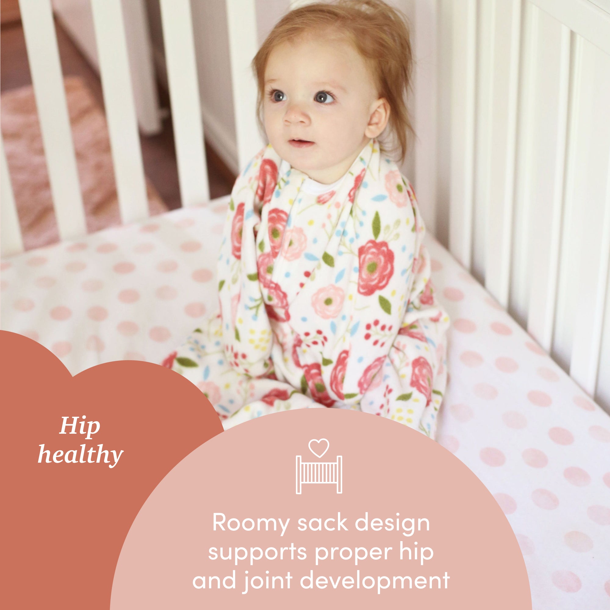 Sleeping Baby Pink Poppy Zipadee-Zip Swaddle Transition - Fleece