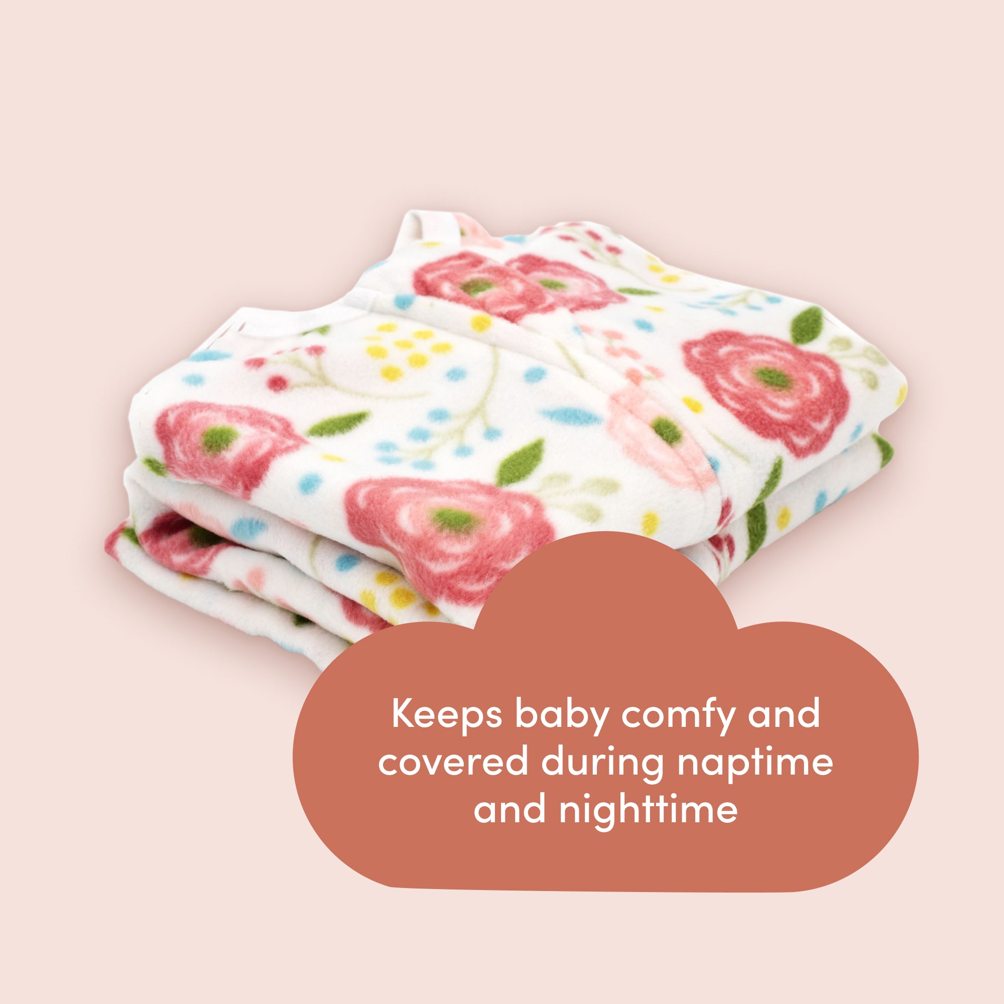 スリーピングベイビー　濃いめピンクフラワー Sleeping Baby Pink Poppy Zipadee-Zip Swaddle Transition - Fleece
