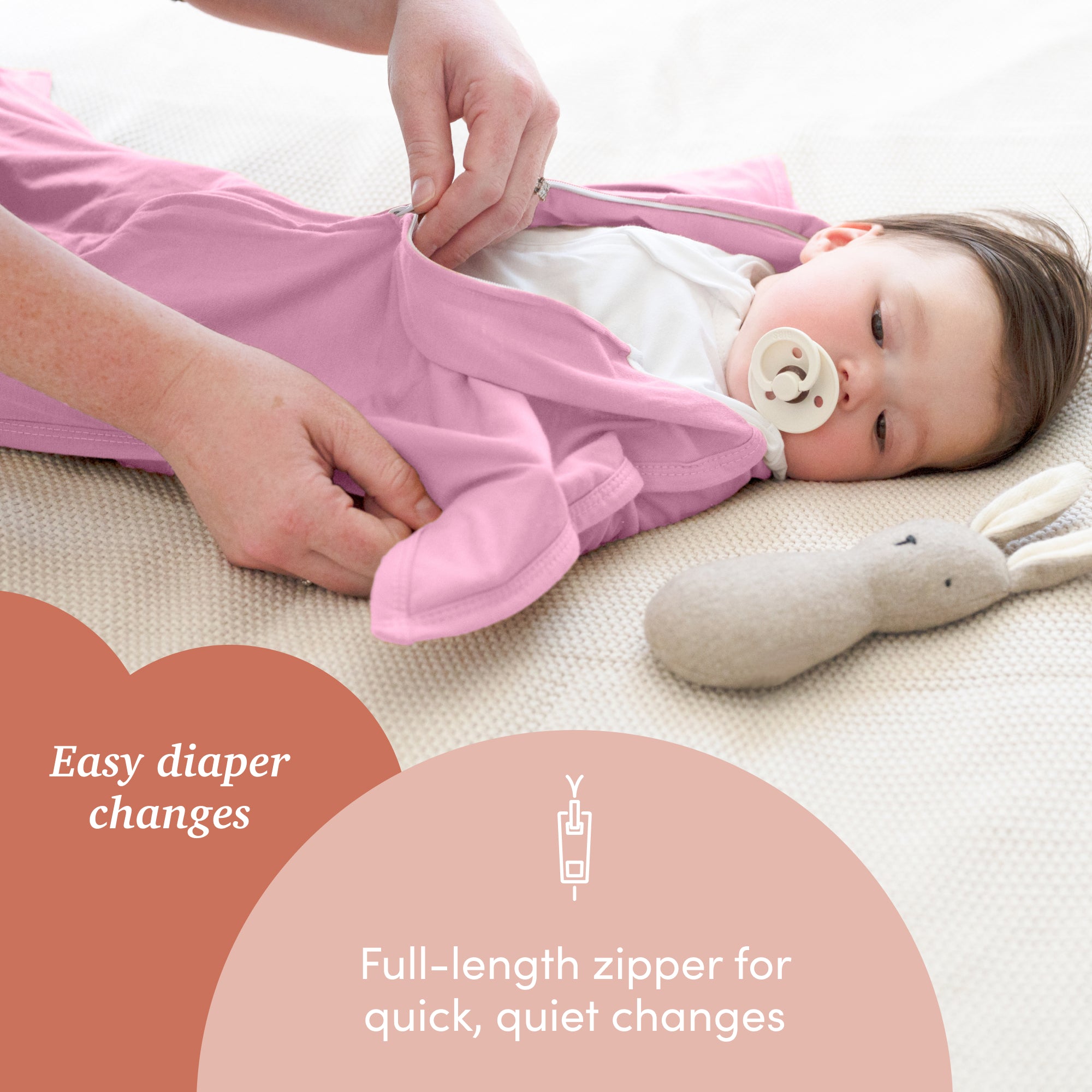 Classic Rose Pink Zipadee-Zip Swaddle Transition