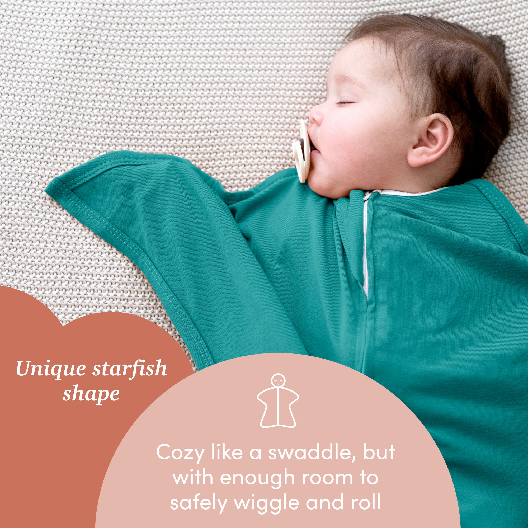 Classic Teal Zipadee-Zip Swaddle Transition - Sleeping Baby