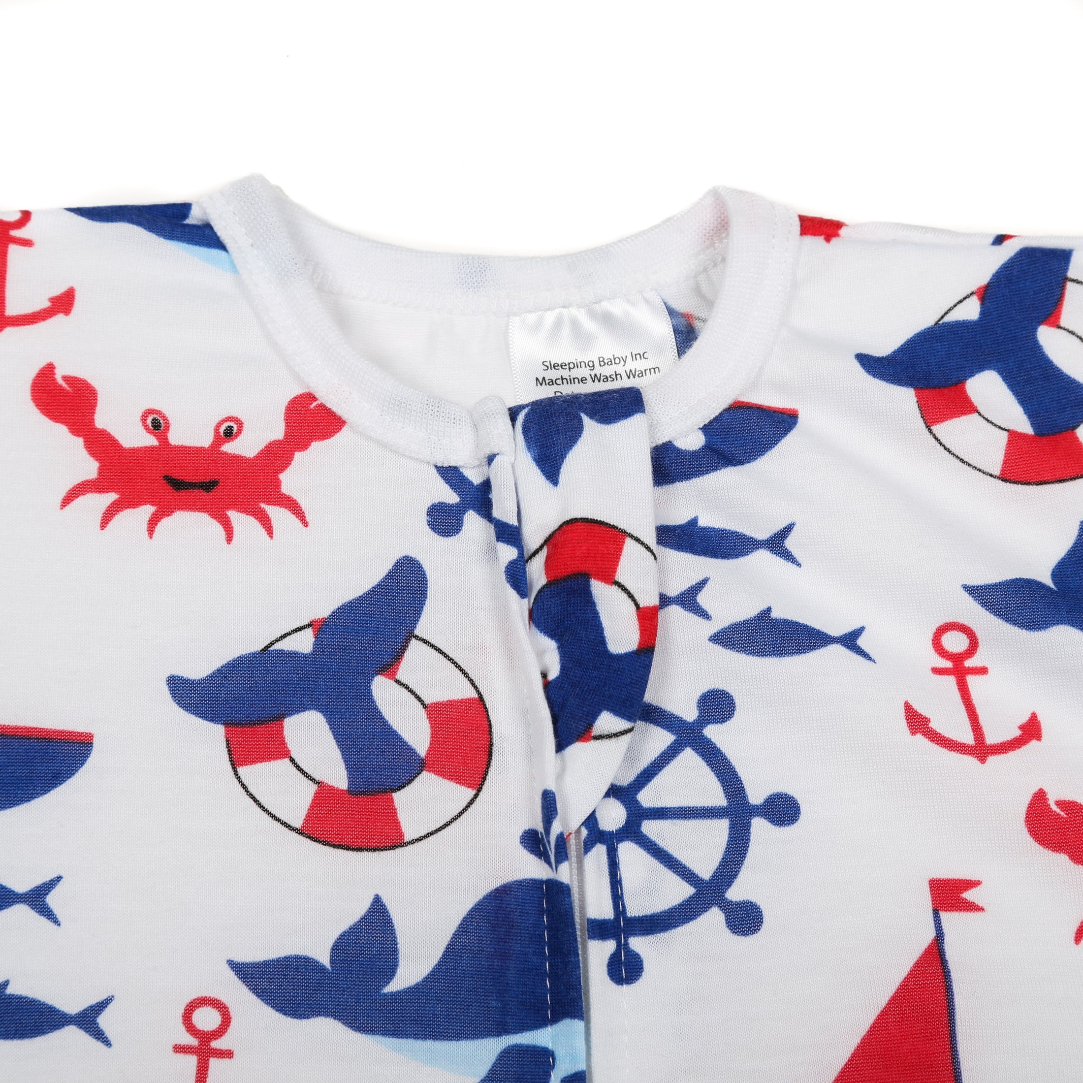 Sleeping Baby Flying Squirrel cozy baby pajama bodysuit Nautical Boy Lightweight
